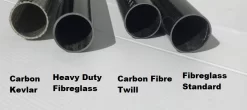 Paddle Shaft Carbon Fibre Twill 140 Cm 7 Paddle Shaft Carbon Fibre Twill 140 Cm -Famous Kayak Shop 4 types of shaft end view showing wall thickness 1 1