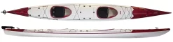 Norse Thor Tandem – Fibreglass -Famous Kayak Shop Norse Thor Tandem Top and side view in red white colour way fibreglass Construction